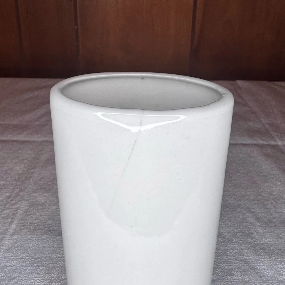 White Ceramic Vase with Pink Floral Motif